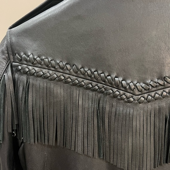 IRO fringe black leather jacket Sz 38 fits like US 2 retail $1395 - Picture 7 of 8